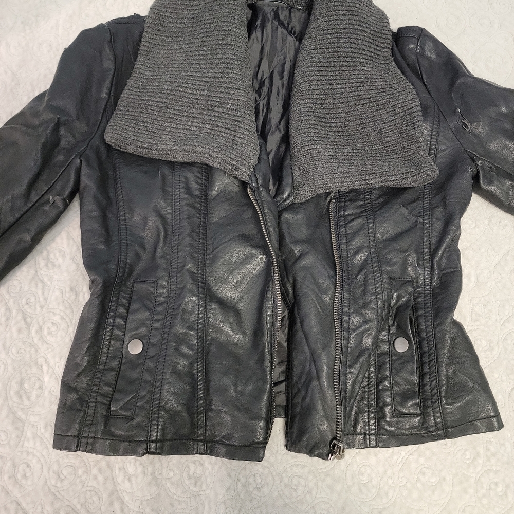 Faux leather jacket with nice scarf collar